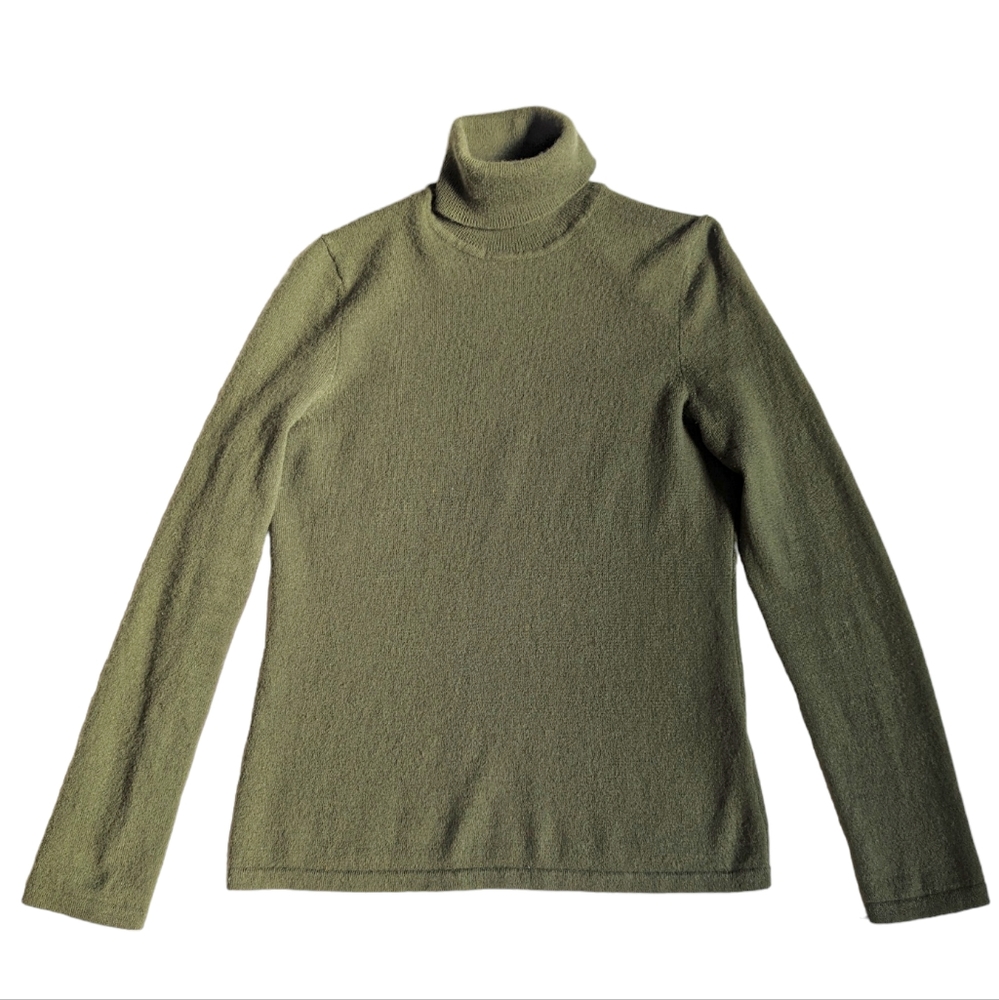 Lord & Taylor 100% Cashmere Olive Green Turtleneck women's size L large